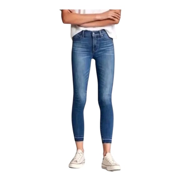 Denim Forum Denim - Denim Forum Aritzia The Nico Mid Rise Skinny Crop Raw Released Hems Size 28